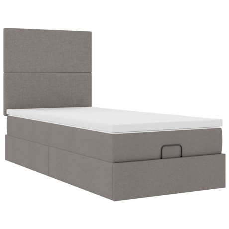 vidaXL Bedframe met matras 100x200cm stof taupe afbeelding2 - 1
