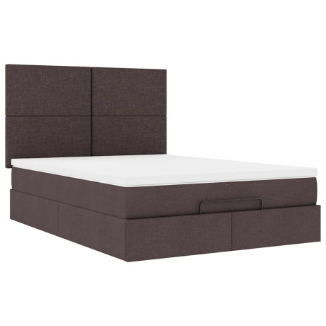 vidaXL Ottoman bed met matras 140x200cm stof donkerbruin afbeelding2 - 1
