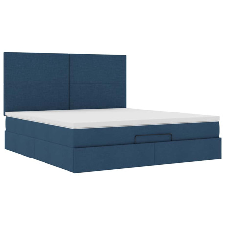 vidaXL Bedframe met matras 160x200cm stof blauw afbeelding2 - 1