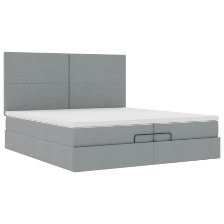 vidaXL Bedframe met matrassen 200x200cm stof lichtgrijs afbeelding2 - 1