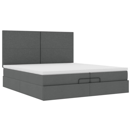 vidaXL Bedframe met matrassen 200x200cm stof donkergrijs afbeelding2 - 1