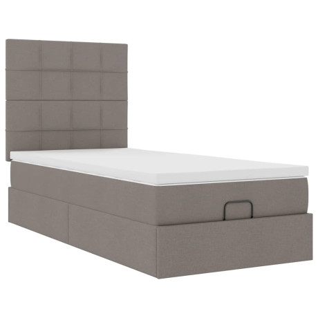 vidaXL Bedframe met matras 90x190cm stof taupe afbeelding2 - 1