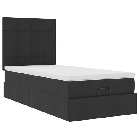 vidaXL Bed met matras 90x200 cm stof zwart afbeelding2 - 1