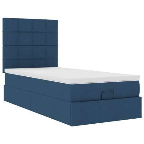 vidaXL Bedframe met matras 90x200cm stof blauw afbeelding2 - 1