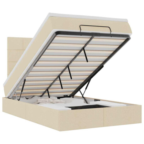 vidaXL Ottoman bed met matras 120x190cm stof crèmekleurig afbeelding2 - 1