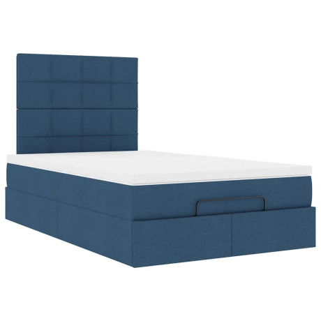 vidaXL Bedframe met matras 120x190 cm stof blauw afbeelding2 - 1