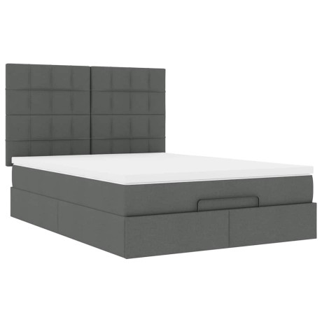 vidaXL Ottoman bed met matras 140x190cm stof donkergrijs afbeelding2 - 1