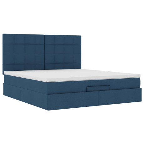 vidaXL Bedframe met matras 160x200cm stof blauw afbeelding2 - 1