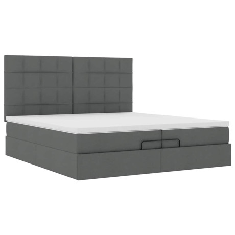 vidaXL Bedframe met matrassen 200x200cm stof donkergrijs afbeelding2 - 1