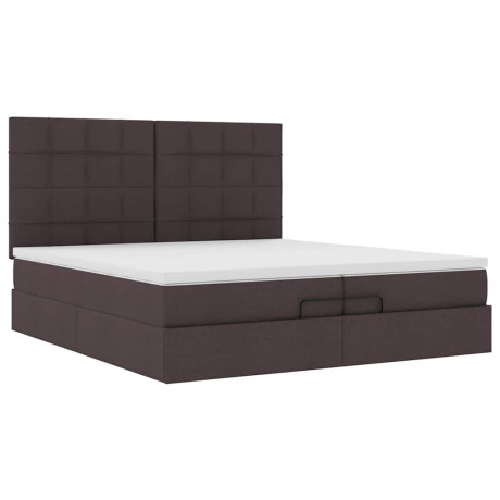 vidaXL Bedframe met matrassen 200x200cm stof donkerbruin afbeelding2 - 1