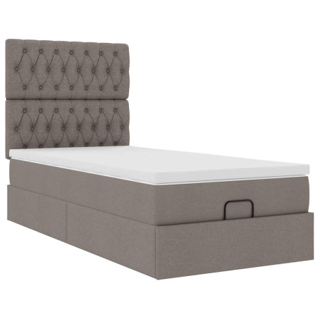 vidaXL Bedframe met matras 90x190cm stof taupe afbeelding2 - 1