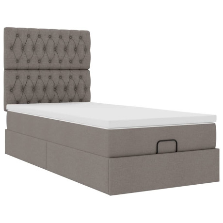 vidaXL Bedframe met matras 90x200cm stof taupe afbeelding2 - 1