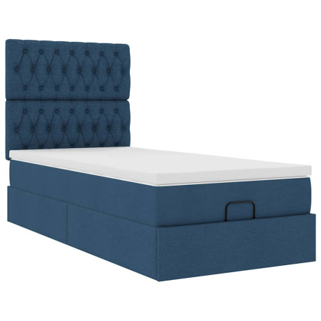 vidaXL Bedframe met matras 90x200cm stof blauw afbeelding2 - 1