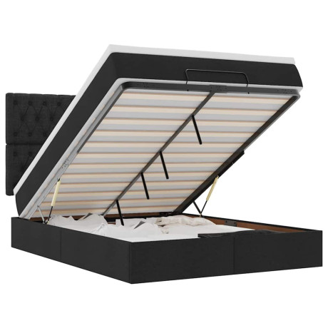vidaXL Ottoman bed met matras 140x190cm stof zwart afbeelding2 - 1