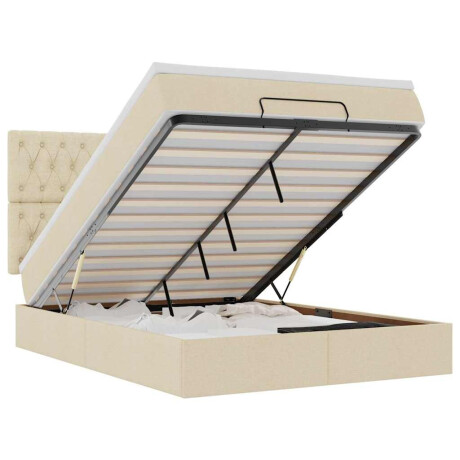 vidaXL Ottoman bed met matras 140x190cm stof crèmekleurig afbeelding2 - 1