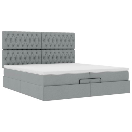 vidaXL Bedframe met matrassen 200x200cm stof lichtgrijs afbeelding2 - 1