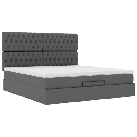 vidaXL Bedframe met matrassen 200x200cm stof donkergrijs afbeelding2 - 1