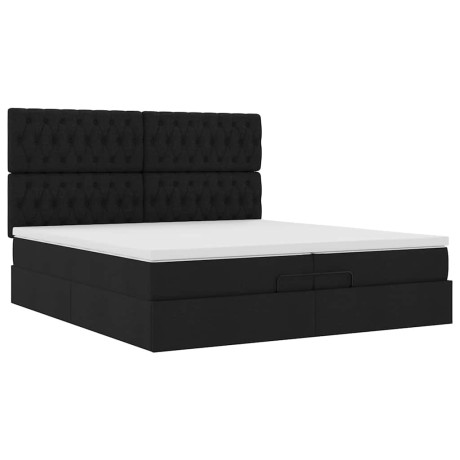 vidaXL Bedframe met matrassen 200x200cm stof zwart afbeelding2 - 1