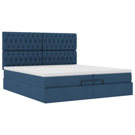 vidaXL Bedframe met matrassen 200x200cm stof blauw afbeelding2 - 1