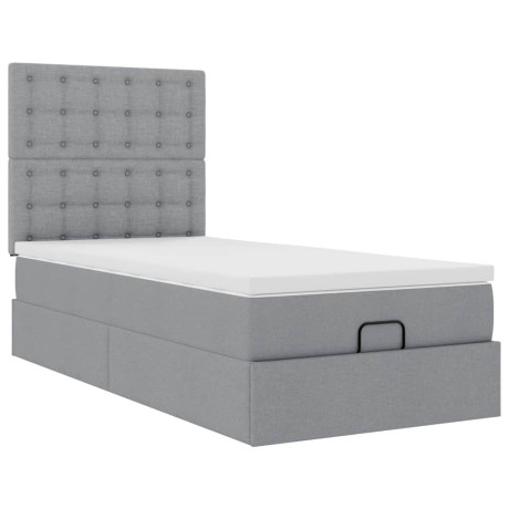 vidaXL Ottoman bed met matras 80x200cm stof lichtgrijs afbeelding2 - 1