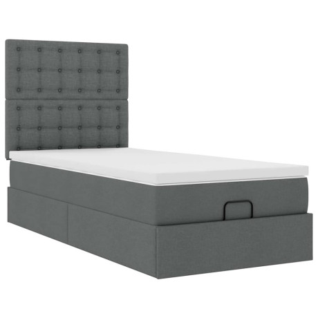 vidaXL Ottoman bed met matras 80x200cm stof donkergrijs afbeelding2 - 1