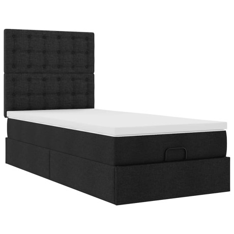 vidaXL Ottoman bed met matras 80x200cm stof zwart afbeelding2 - 1
