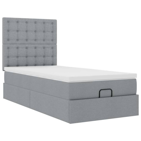 vidaXL Ottoman bed met matras 90x190cm stof lichtgrijs afbeelding2 - 1