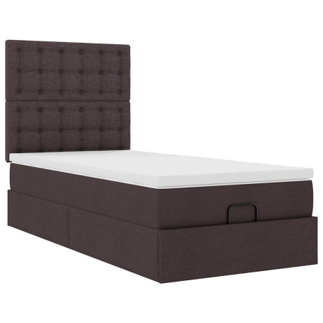vidaXL Bedframe met matras 90x190cm stof donkerbruin afbeelding2 - 1