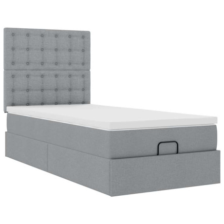 vidaXL Bed met matras 100x200 cm stof lichtgrijs afbeelding2 - 1