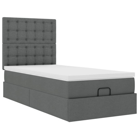 vidaXL Ottoman bed met matras 100x200cm stof donkergrijs afbeelding2 - 1