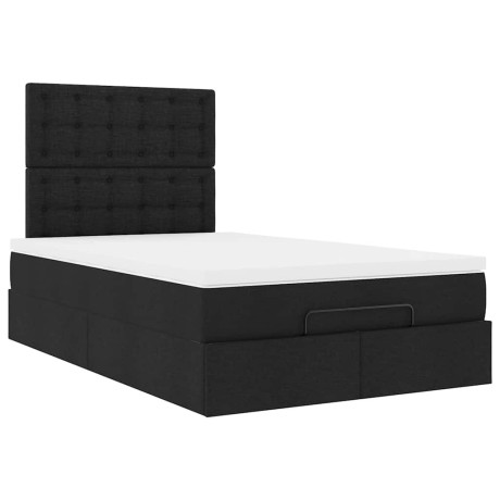vidaXL Ottoman bed met matras 120x190 cm stof zwart afbeelding2 - 1