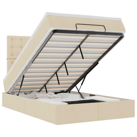 vidaXL Ottoman bed met matras 120x190cm stof crèmekleurig afbeelding2 - 1
