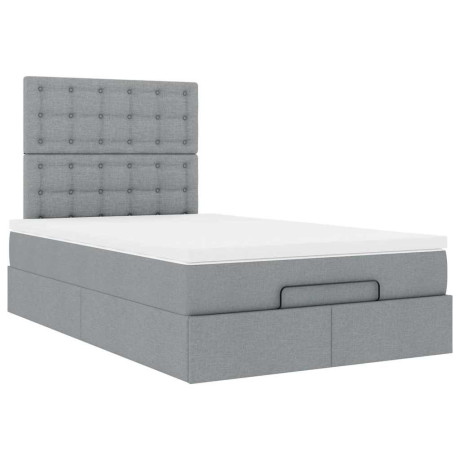 vidaXL Ottoman bed met matras 120x200cm stof lichtgrijs afbeelding2 - 1