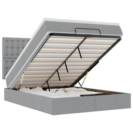 vidaXL Ottoman bed met matras 140x190cm stof lichtgrijs afbeelding2 - 1
