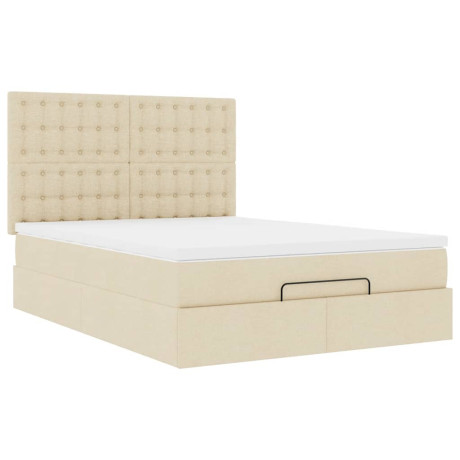 vidaXL Ottoman bed met matras 140x190cm stof crèmekleurig afbeelding2 - 1