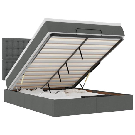 vidaXL Ottoman bed met matras 140x200cm stof donkergrijs afbeelding2 - 1