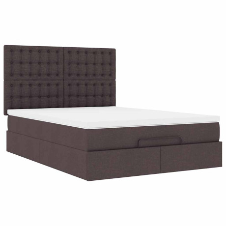 vidaXL Ottoman bed met matras 140x200cm stof donkerbruin afbeelding2 - 1
