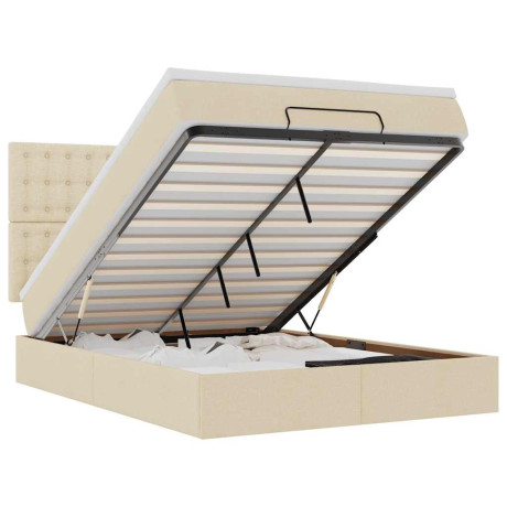 vidaXL Ottoman bed met matras 140x200cm stof crèmekleurig afbeelding2 - 1