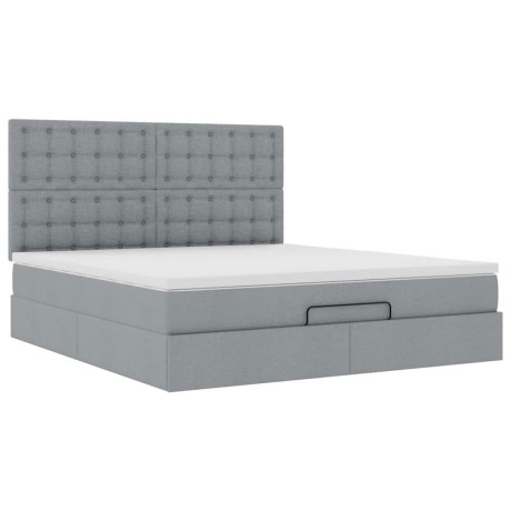 vidaXL Ottoman bed met matras 160x200cm stof lichtgrijs afbeelding2 - 1