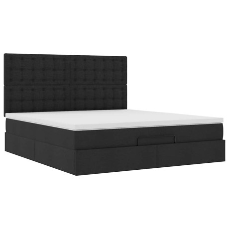 vidaXL Ottoman bed met matras 160x200cm stof zwart afbeelding2 - 1