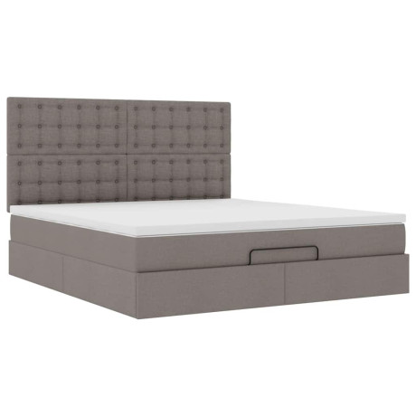 vidaXL Bedframe met matras 160x200cm stof taupe afbeelding2 - 1