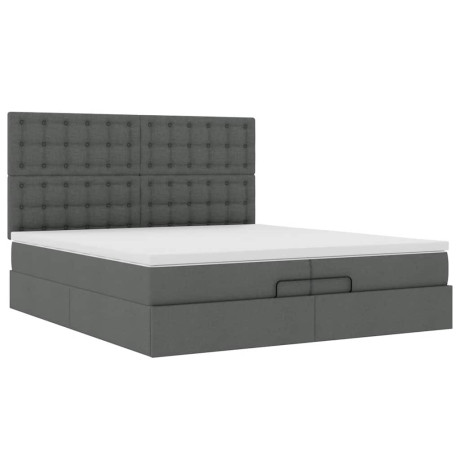 vidaXL Bedframe met matrassen 200x200cm stof donkergrijs afbeelding2 - 1