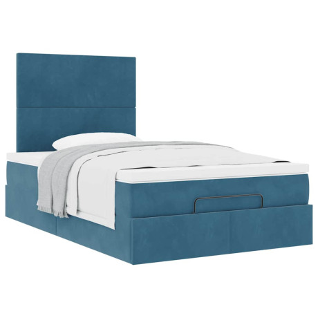 vidaXL Bedframe met matrassen 120x190cm fluweel donkerblauw afbeelding2 - 1