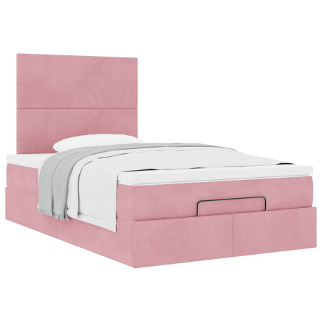 vidaXL Bedframe met matrassen 120x190cm fluweel roze afbeelding2 - 1