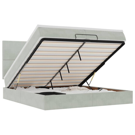 vidaXL Ottoman bed met matrassen 200x200cm fluweel lichtgrijs afbeelding2 - 1