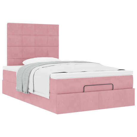 vidaXL Bedframe met matrassen 120x190cm fluweel roze afbeelding2 - 1