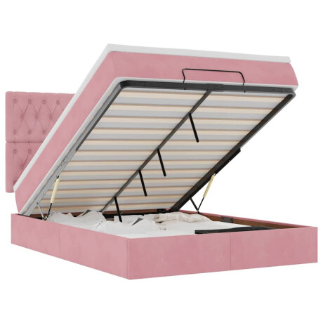 vidaXL Ottoman bed met matrassen 140x200cm fluweel roze afbeelding2 - 1