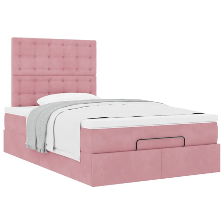 vidaXL Bedframe met matrassen 120x190cm fluweel roze afbeelding2 - 1