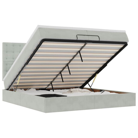 vidaXL Ottoman bed met matrassen 200x200cm fluweel lichtgrijs afbeelding2 - 1