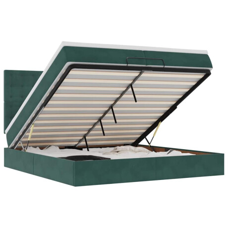 vidaXL Ottoman bed met matrassen 200x200cm fluweel donkergroen afbeelding2 - 1